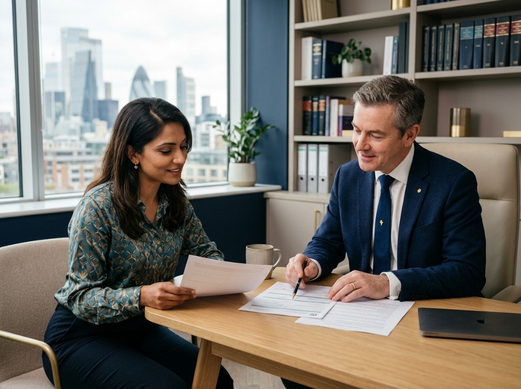 Barking & Brighton Law Firm consultation — advisers reviewing documents together in a modern office